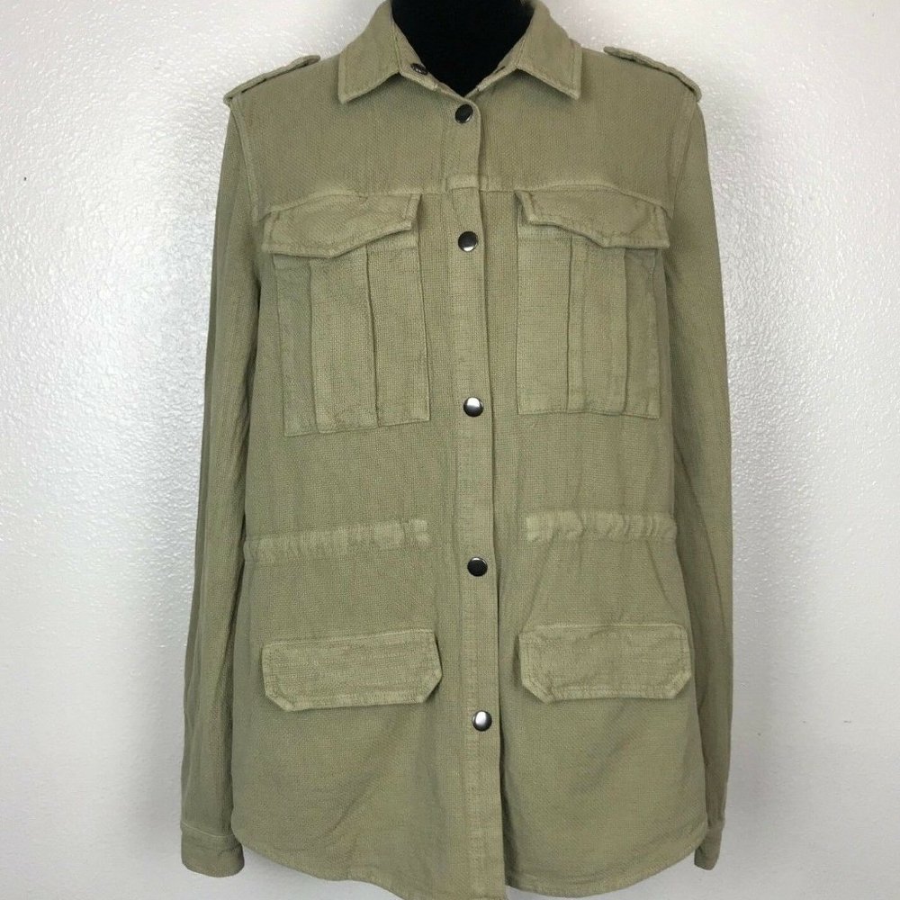 White Crow Top Olive Green Button Down Jacket